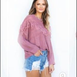 Mauve fringe sweater!